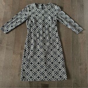 J McLaughlin Sophia Catalina Cloth Geometric Print 3/4 Sleeve Black‎ Cream XS